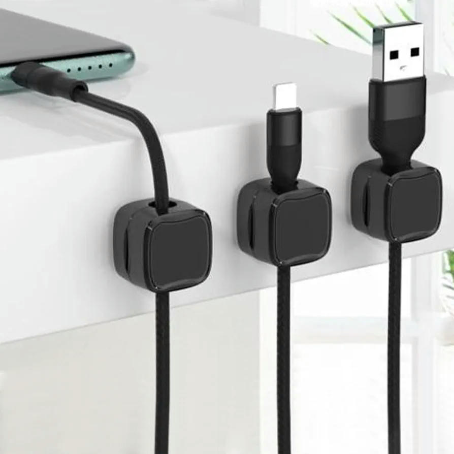 Organizador de Cables Magnético para Escritorio y Mesitas de Noche (Negro)