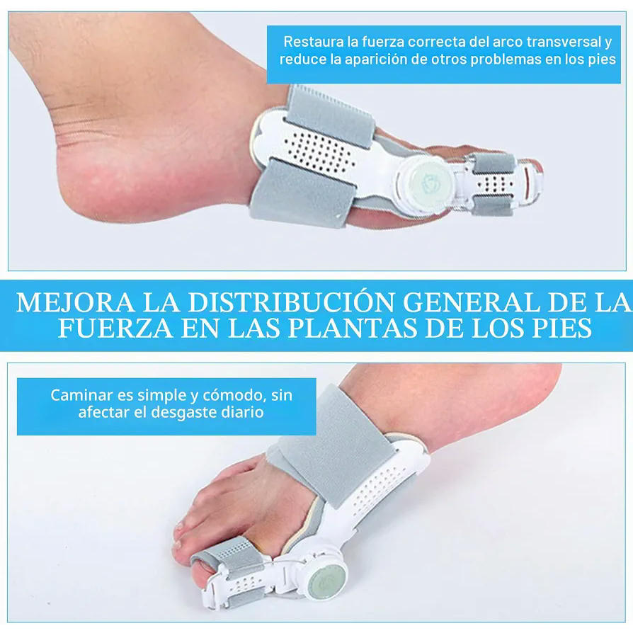 Corrector de Juanetes Ajustable con Botón Ortopédico y Placa de Fijación para Pie Izquierdo y Derecho