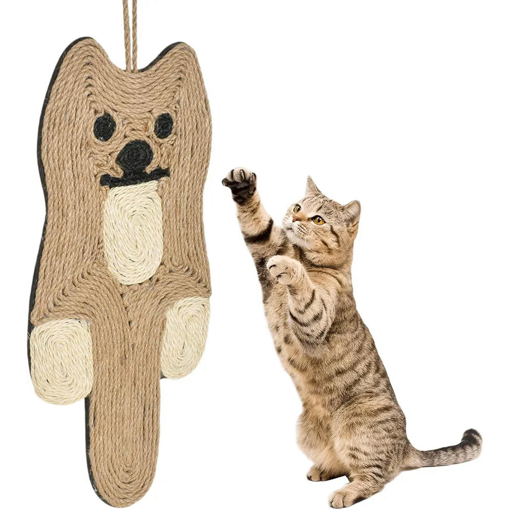 Alfombrilla Rascadora para Gatos de Sisal Natural y Diseño Antideslizante (Marrón)