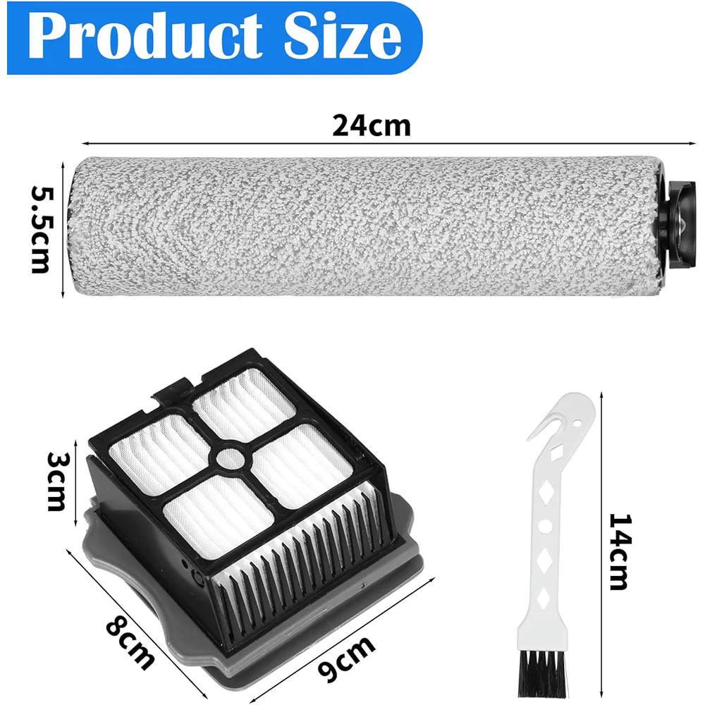 Kit de Accesorios de Repuesto para Aspiradora Tineco iFloor 3 y Floor One S3, Incluye 2 Rodillos de Cepillo, 4 Filtros HEPA y 1 Cepillo de Limpieza