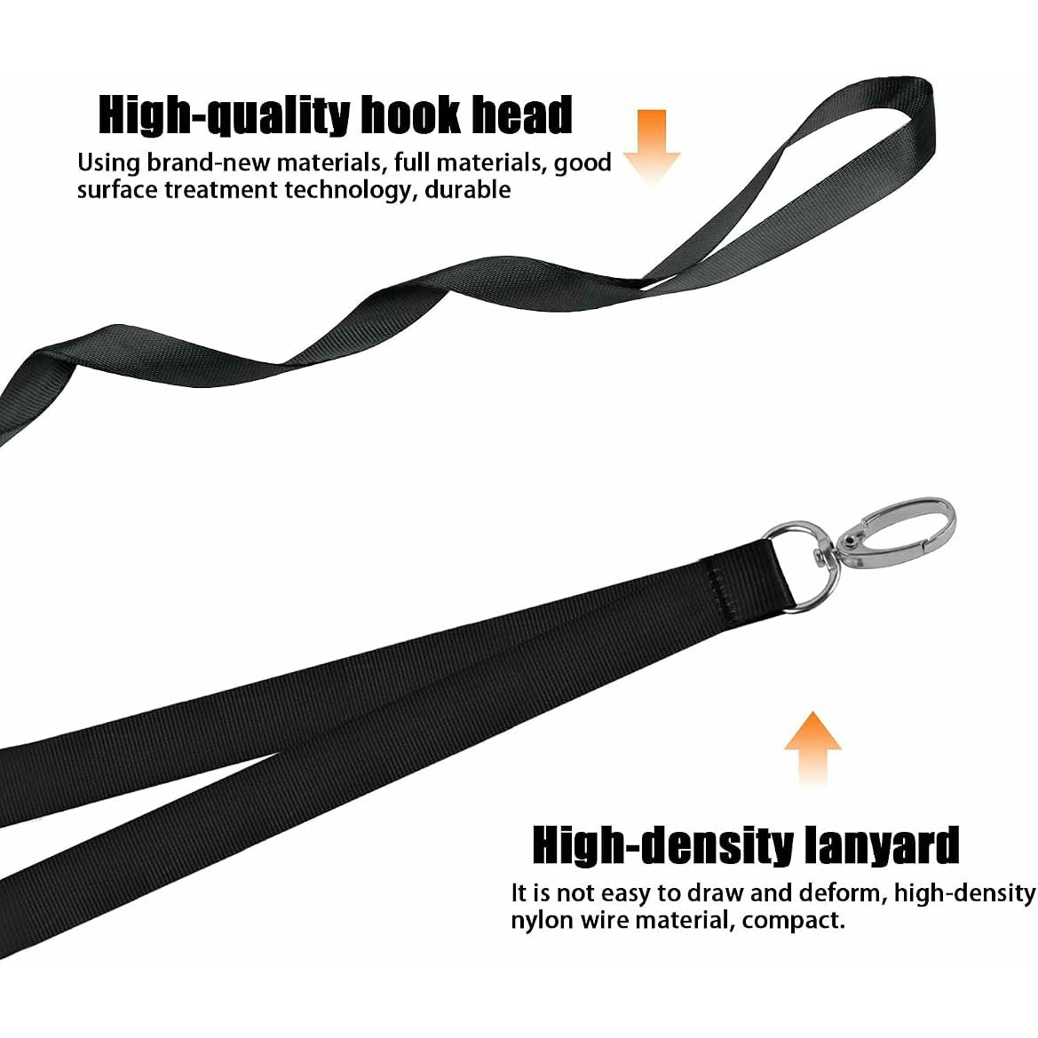 12 Piezas Lanyard Negro 45cm con Gancho Metálico, Ideal para Identificaciones y Llaves (Negro)