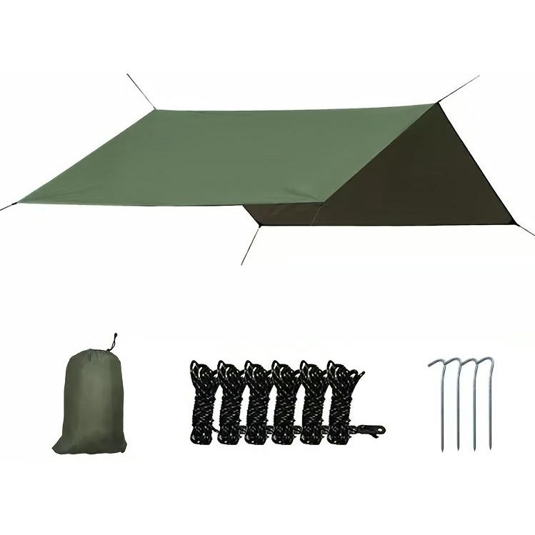 Toldo de Camping Impermeable 3x3 m para Sombra y Protección UV, con cuerdas y 4 clavijas