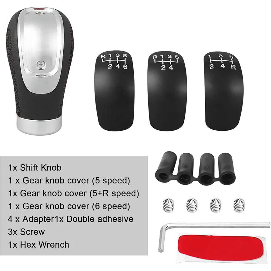 Pom de palanca de canvis manual de 5 velocitats, pom de cuir sintètic negre, compatible amb la majoria de vehicles