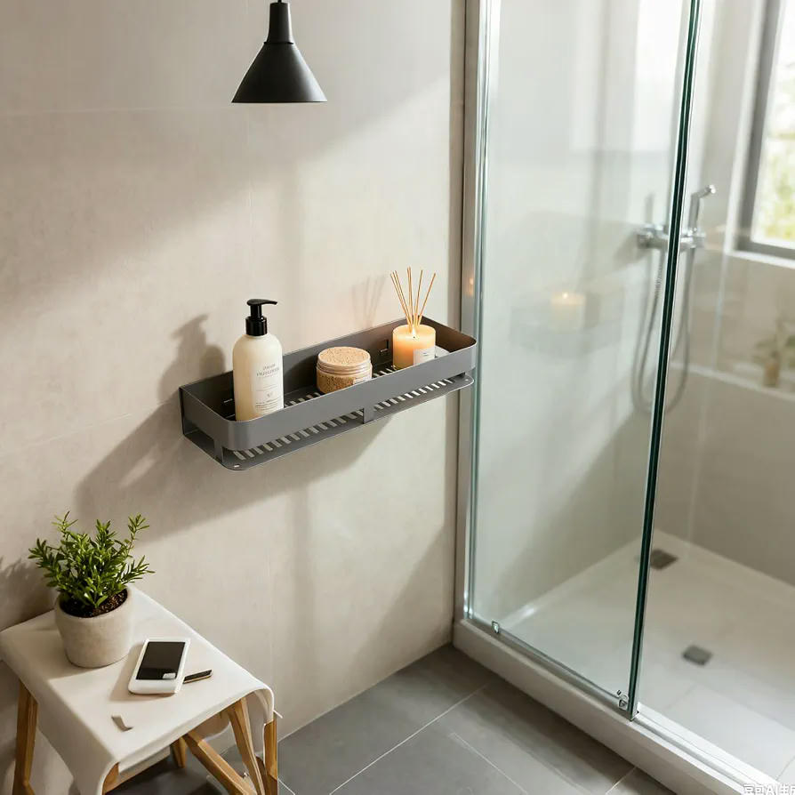 Estantería de Baño Organizador Multifuncional para Cocina y Baño sin Taladrar (Gris)