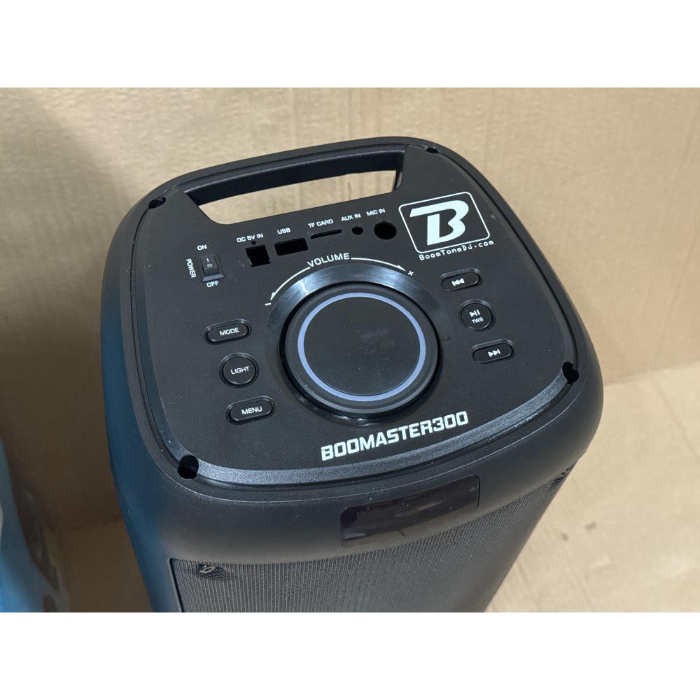 BoomTone DJ Boomaster 300 Altavoz Bluetooth luminoso LED portátil potente 250W, Altavoz Karaoke, Bluetooth inalámbrico, TWS, Recargable USB, sintonizador, lector USB/tarjeta SD.