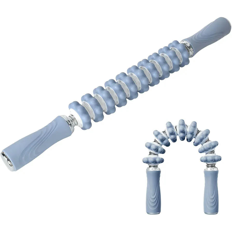 Rodillo de Masaje Muscular con 10 Rollos para Recuperación y Fisioterapia, Ideal para Piernas, Espalda, Hombros y Cuello (Azul)