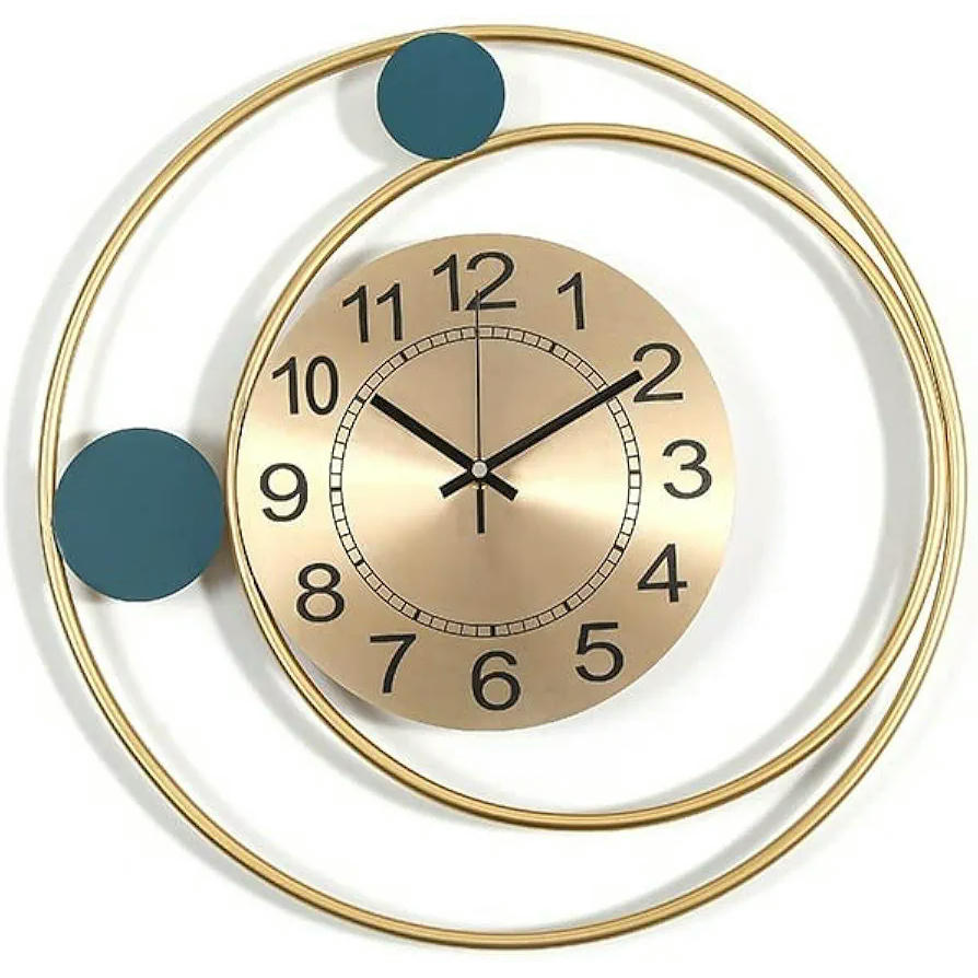 Reloj de Pared Moderno, Reloj Decorativo Silencioso de Metal para Sala de Estar, Dormitorio y Cocina, Reloj Colgante de 42 cm, Diseño Elegante y Funcional (Color Dorado)