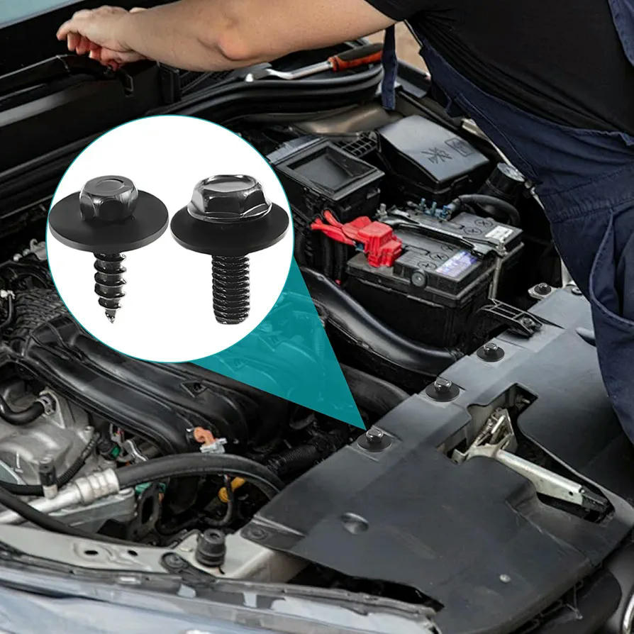 Kit de 100 Piezas de Clips y Tornillos para Coche, Accesorios de Fijación para Guardabarros, Tornillos de Metal Tipo U, Compatible con Varios Modelos