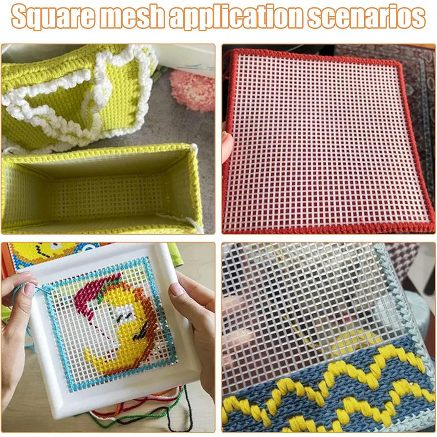 Hojas de lona de plástico, 6 unidades, 34 x 26 cm, tela de malla blanca para bordados y manualidades, color blanco