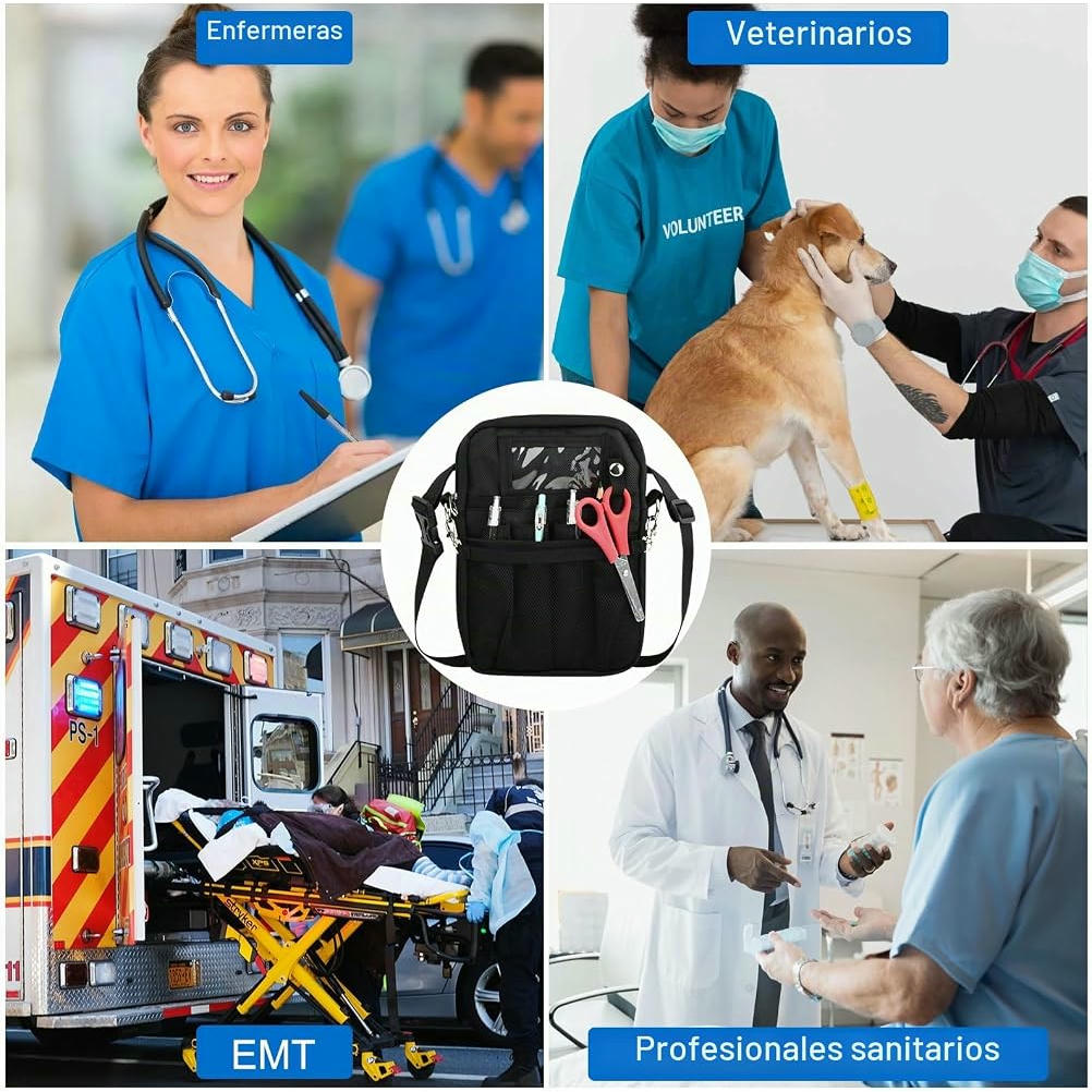 Riñonera para Enfermeras, Bolsa de Trabajo con Cinturón para Accesorios Médicos (Negro) - No incluye accesorios