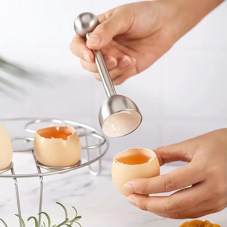 Cortador de Huevos 3 en 1 con Abridor y Alambres de Acero Inoxidable para Alimentos Blandos (Blanco)