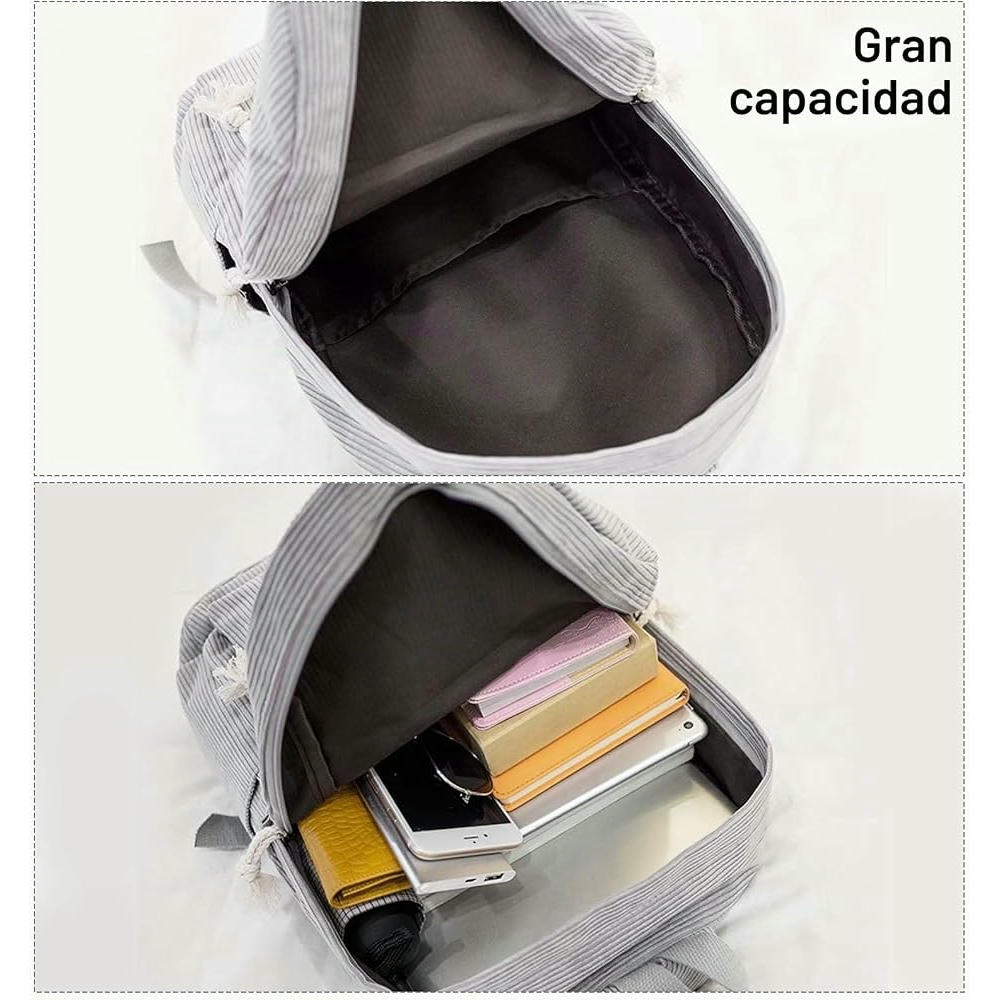 Mochila ligera para mujer, ideal para escuela y ocio, resistente y funcional (Gris)