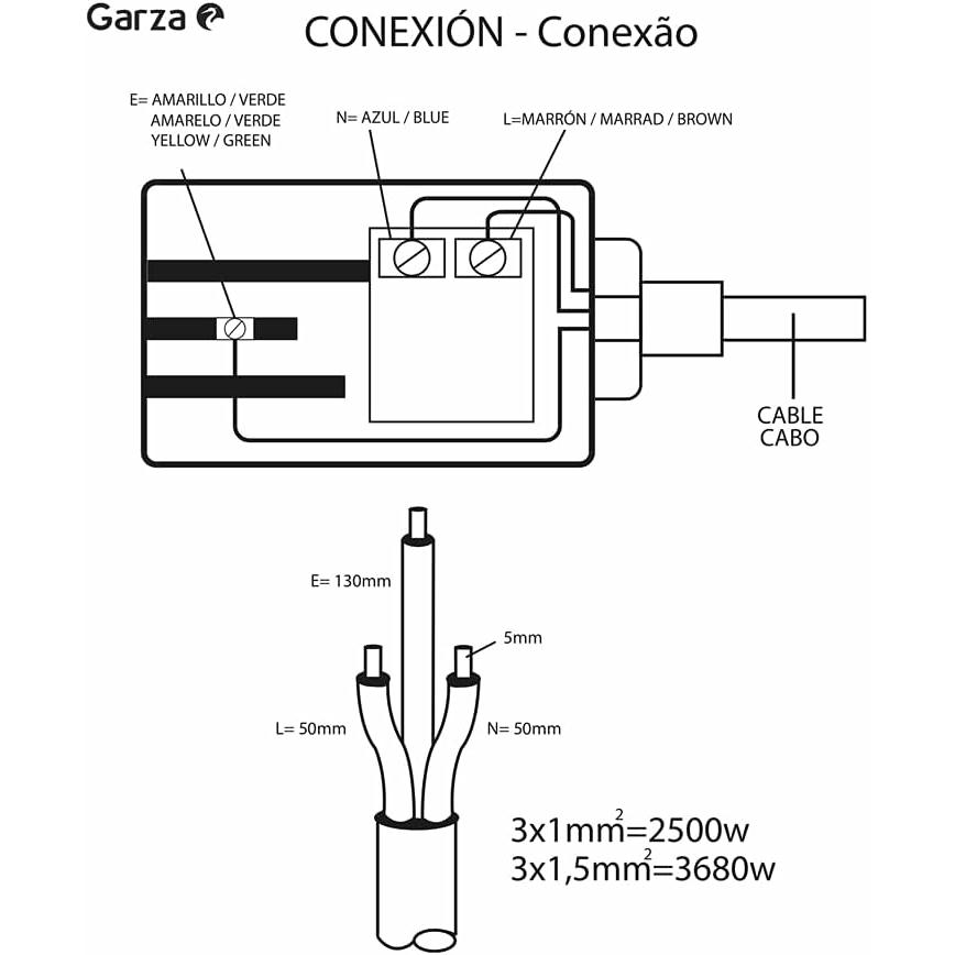 Garza regleta enchufes sin cable, blanco, 6 tomas