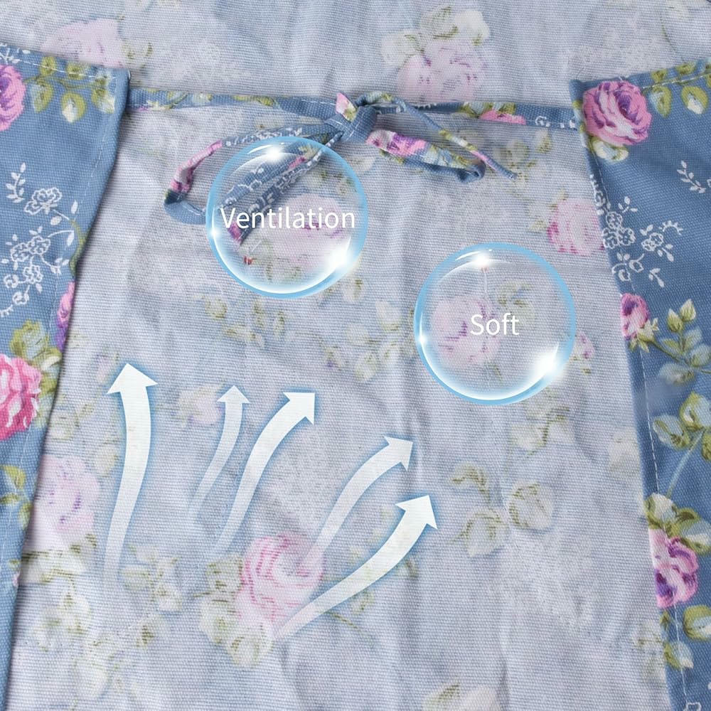 Delantales de Cocina para Mujeres, 2 Piezas, Algodón Floral, Ajustables, con 2 Bolsillos, Ideales para Cocinar, Hornear y Jardinería (Multicolor)