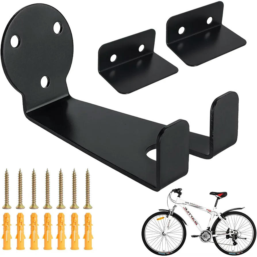 Soporte de Pared para Bicicletas - Gancho para Pedales de Montaje Horizontal (Negro)