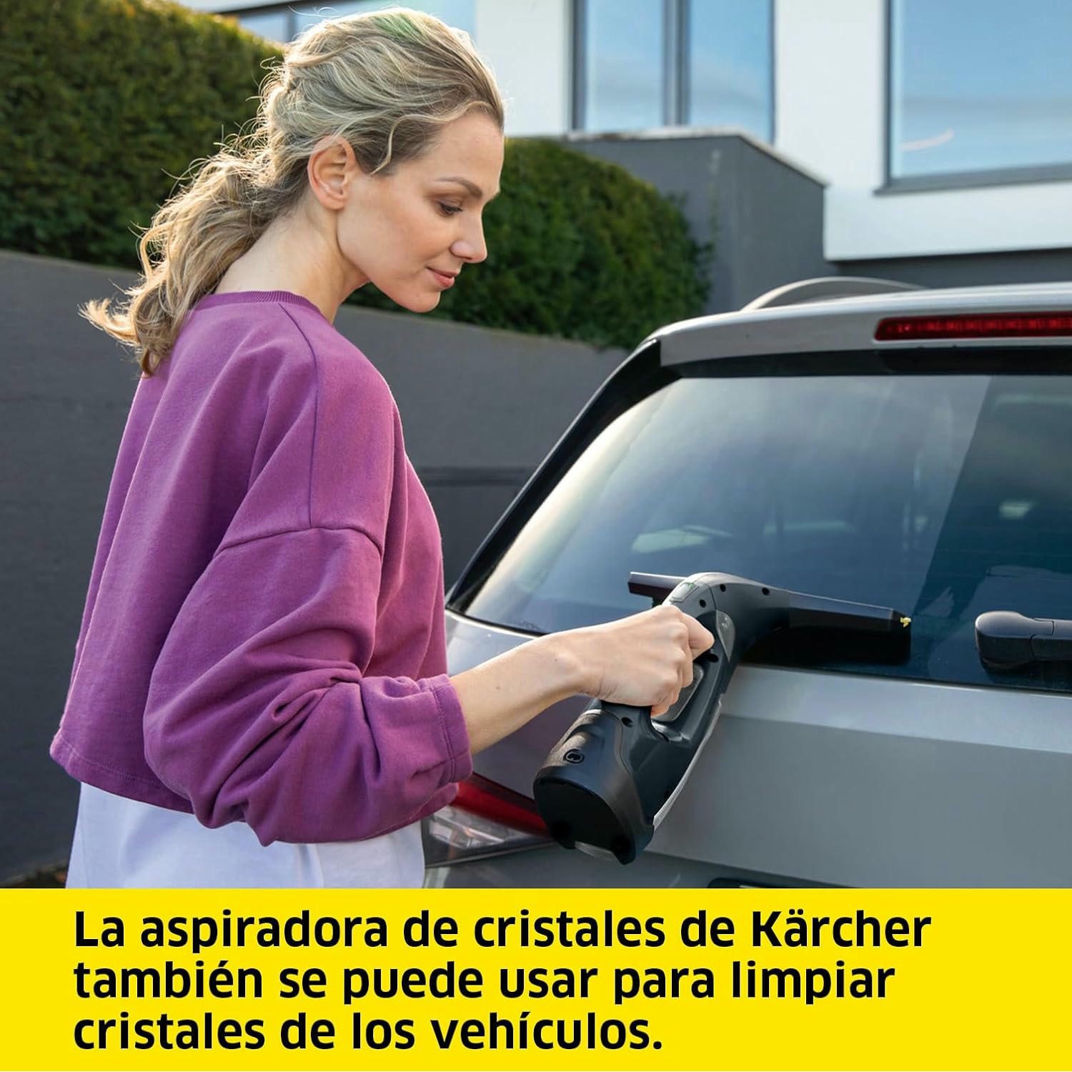 Kärcher Limpiadora de Cristales WV 2 Black Edition, Autonomía de Batería: 35 min, Indicador LED Estado Batería, 2 Boquillas de Aspiración, Pulverizador y Paño Microfibra, 20 ml Detergente