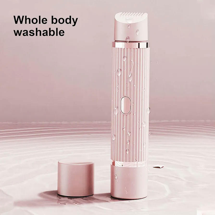 Afeitadora eléctrica 2 en 1 para mujer, doble cabezal, afeitadora resistente al agua, depiladora inalámbrica para rostro, cuerpo y zona íntima (rosa)