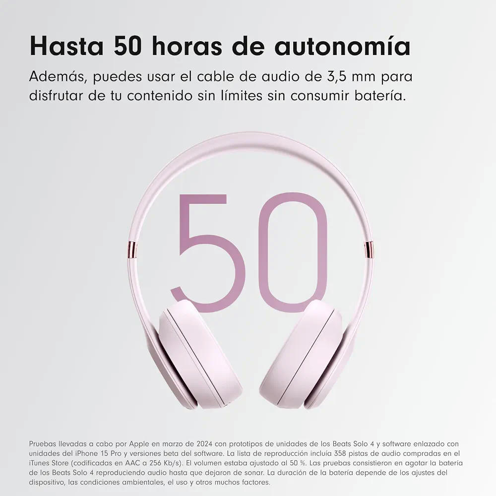Beats Solo 4 - Auriculares Wireless Bluetooth on-Ear, compatibles con Apple y Android, con hasta 50 Horas de batería - Rosa algodón