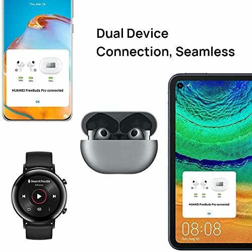 HUAWEI FreeBuds Pro - Auriculares inalámbricos Bluetooth con cancelación Inteligente de Ruido, Sistema de 3 micrófonos, Carga inalámbrica rápida, Plata, Pequeño