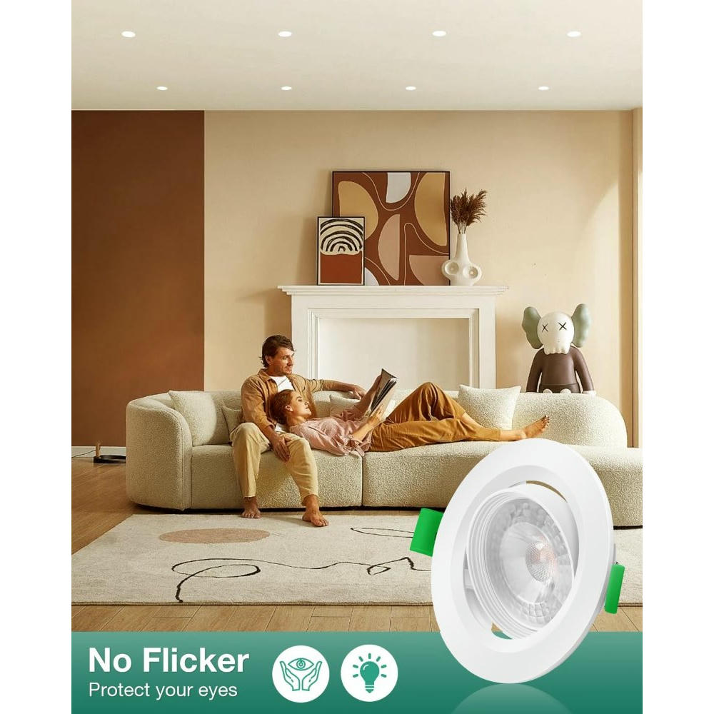 Focos LED Empotrables 230V 5W 450LM Dimmables IP44, Luz Neutra 4000K, Focos Orientables para Baño, Cocina, Sala, Set de 6 Unidades