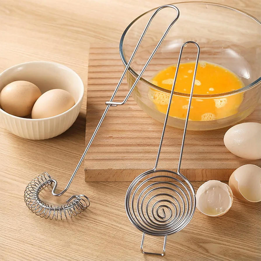 Juego de batidores de huevo de acero inoxidable, 3 piezas, separador de yemas y claras, batidores manuales para cocina, accesorios de cocina duraderos
