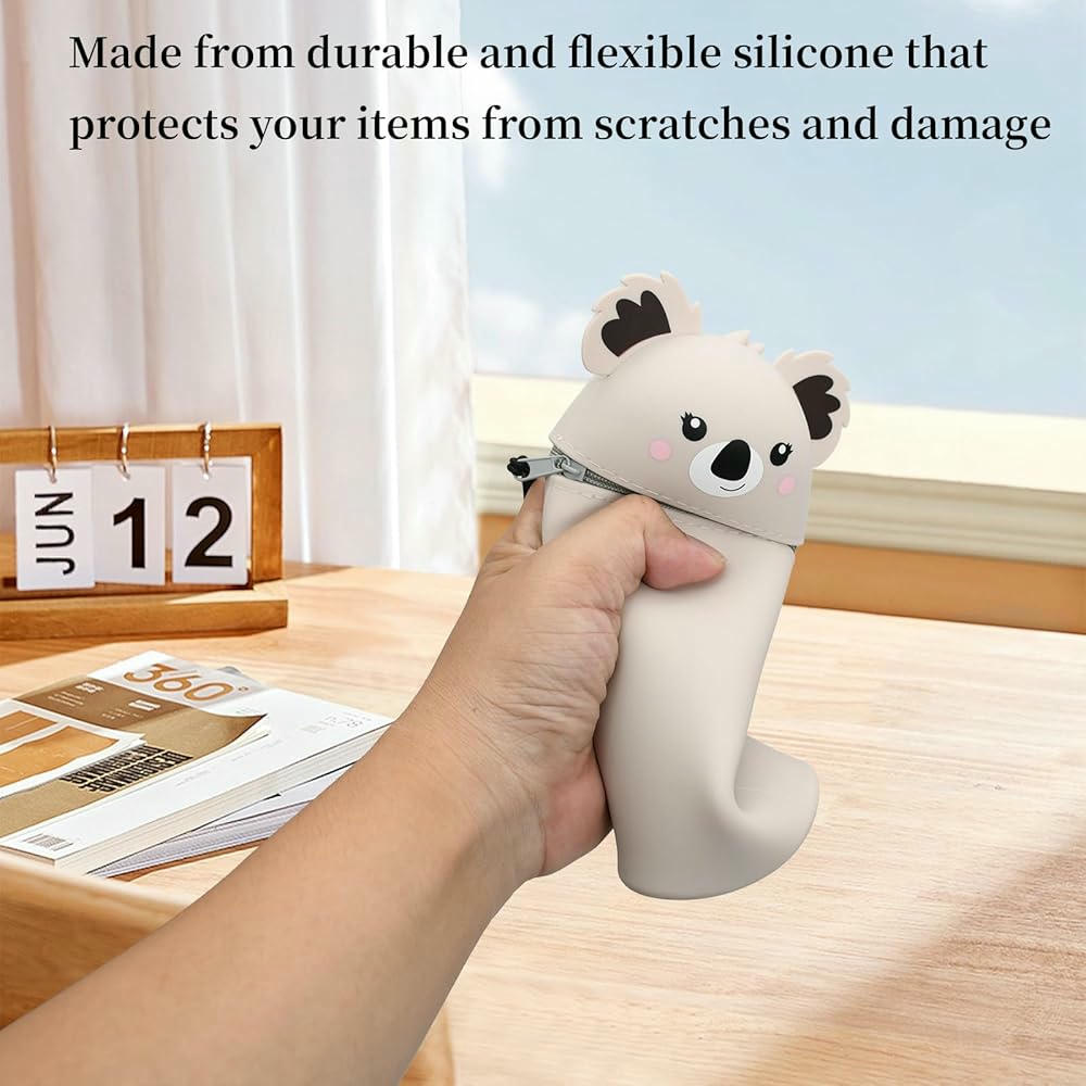 Estuche Telescópico de Silicona con Diseño de Animales, Ideal para Lápices y Bolígrafo