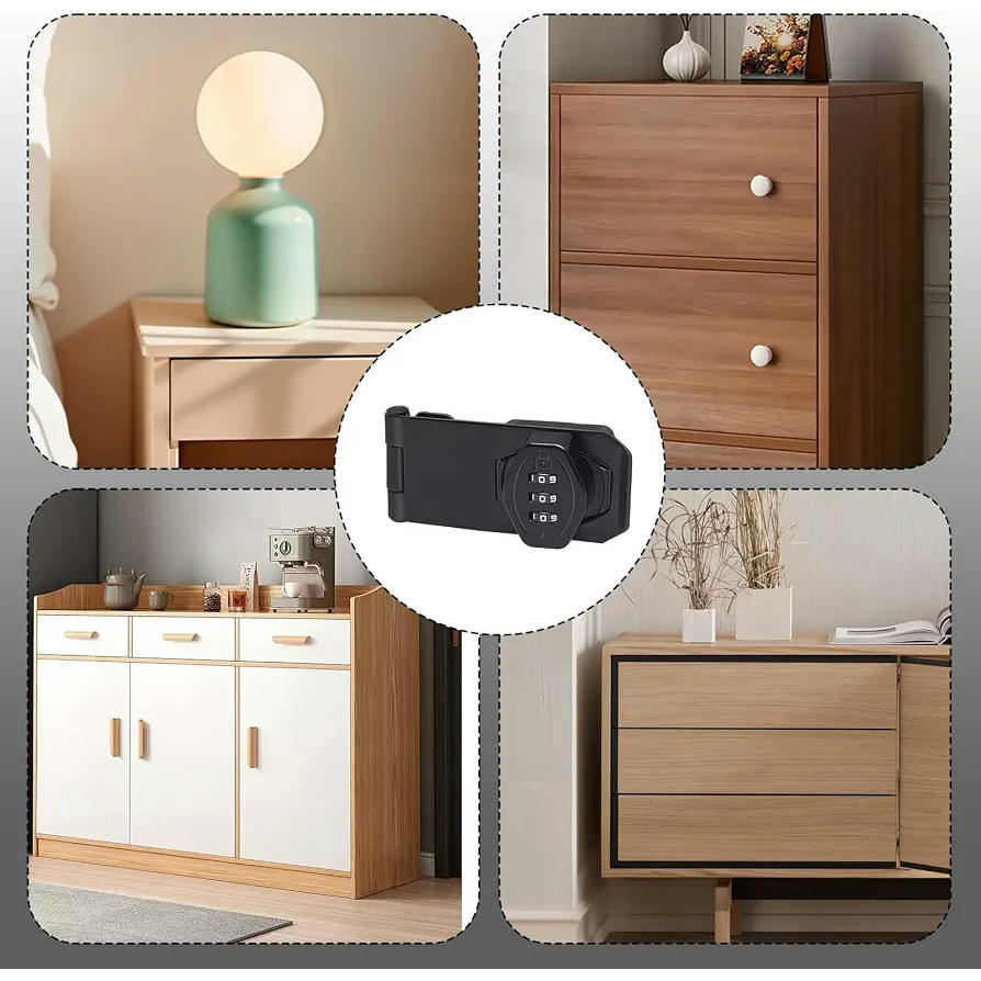 Candado de Combinación Negro de 10 cm para Cajones y Muebles con Código de 3 Dígitos y Destornillador Incluido
