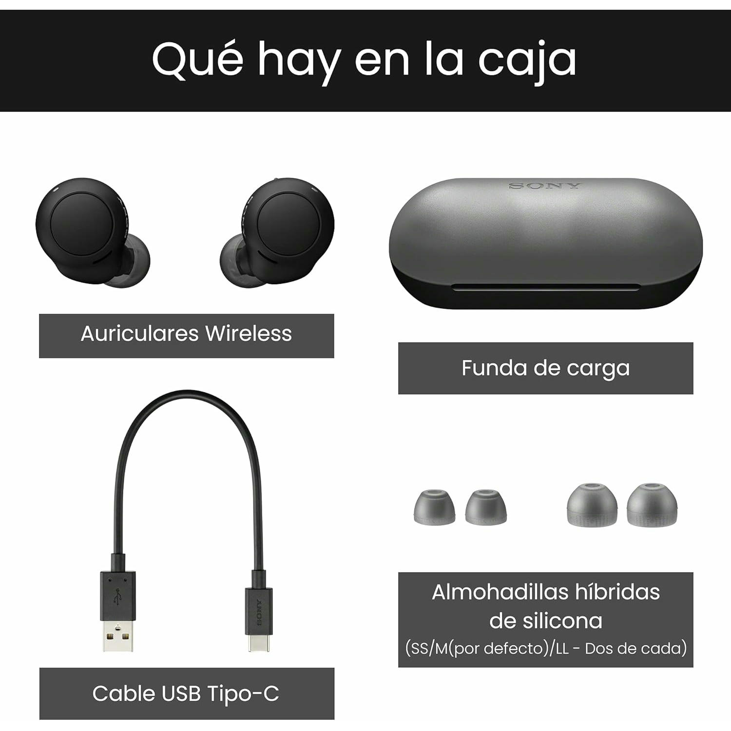 Sony WF-C500 - Auriculares "True Wireless", Hasta 20 horas de autonomía con funda de carga, Compatible con Voice Assistant, Micrófono incorporado para llamadas telefónicas, Conexión Bluetooth, Negro