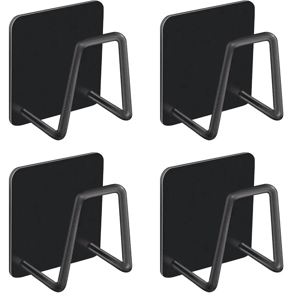 4 Soportes Autoadhesivos de Acero Inoxidable para Estropajos y Esponjas de Cocina