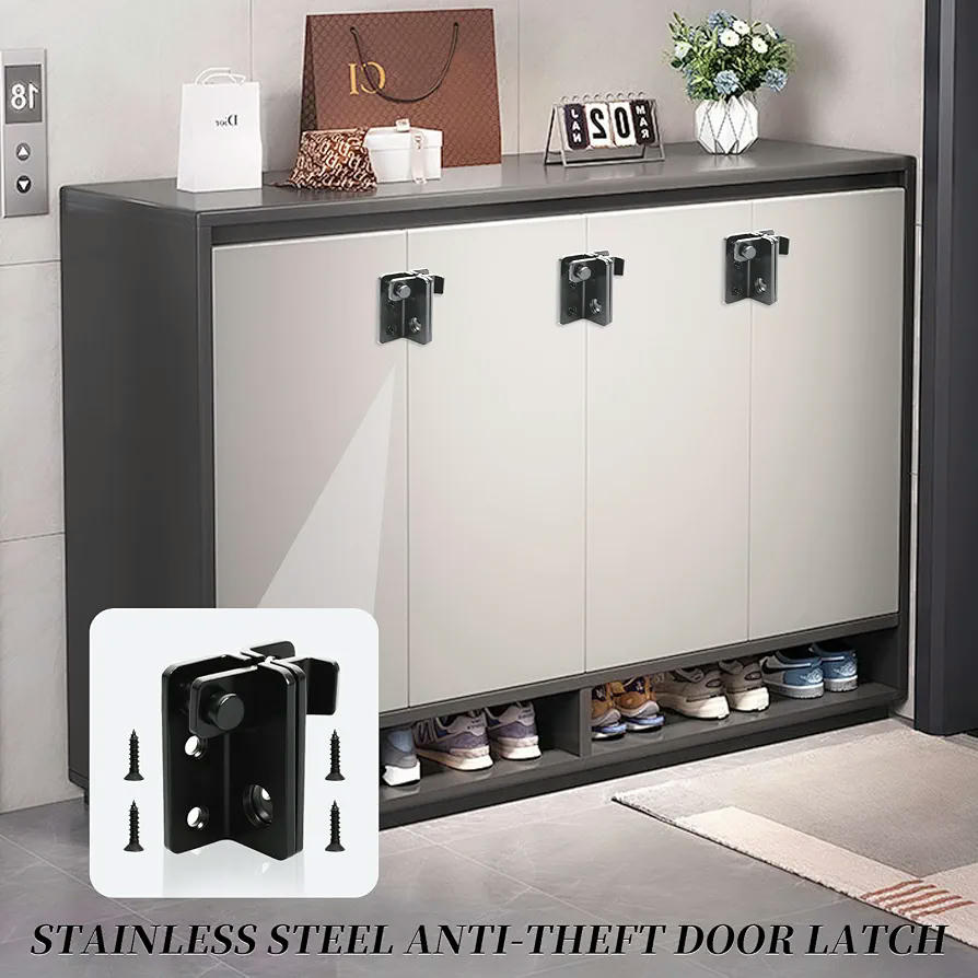 Pestillos Para Puertas, 2 Piezas, Diseño Bloqueable De 270° Para Ventanas Y Puertas (Negro)