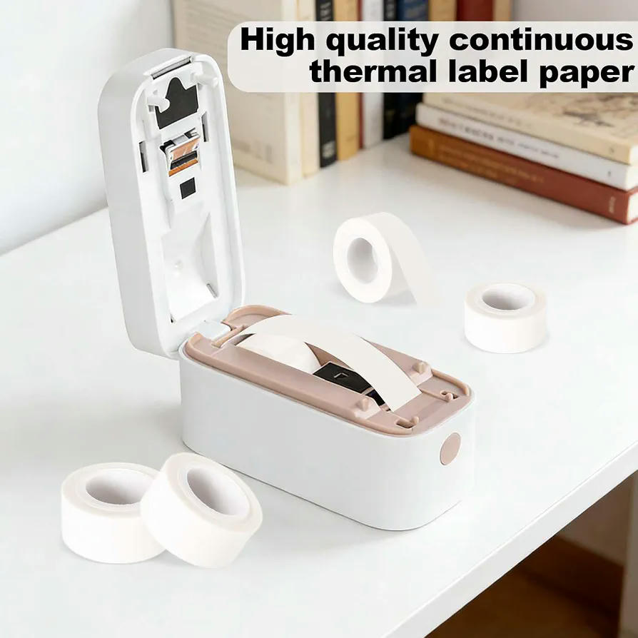 5 Rollos de Etiquetas Térmicas 16MMx4M, Autoadhesivas y Impermeables para Casa y Oficina (Blanco)