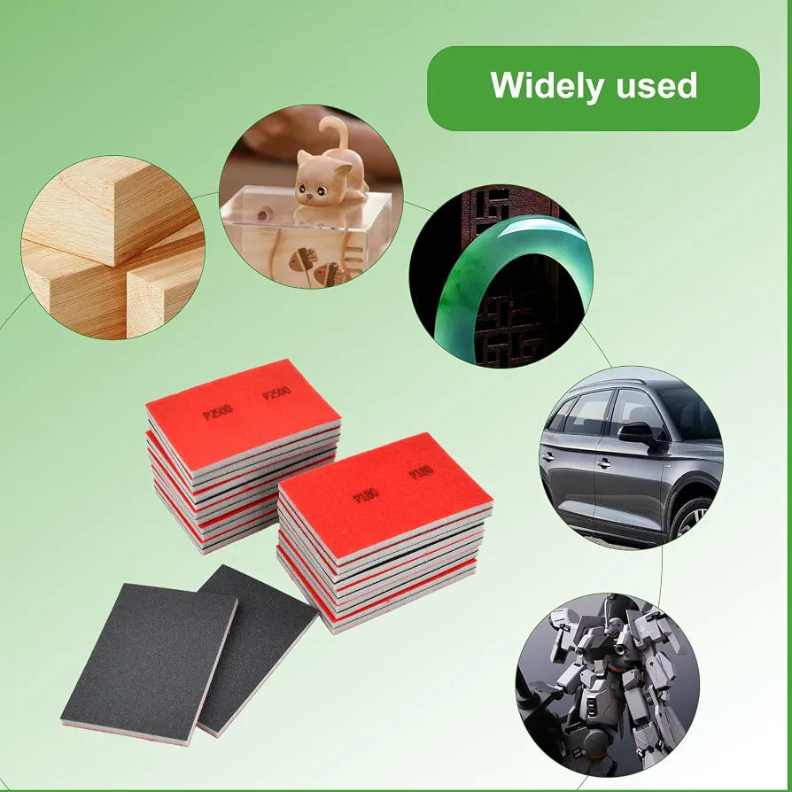 Esponjas de Lijado de Óxido de Aluminio, 24 Piezas, Grano Mixto para Madera, Metal y Plástico, Ideal para Lijado Húmedo y Seco, Flexibles y Reutilizables