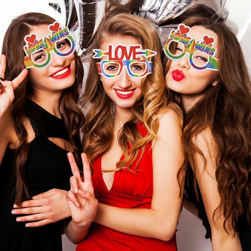 12 Piezas de Gafas de Papel Arcoíris para Celebraciones del Orgullo LGBTI y Fiestas Temáticas