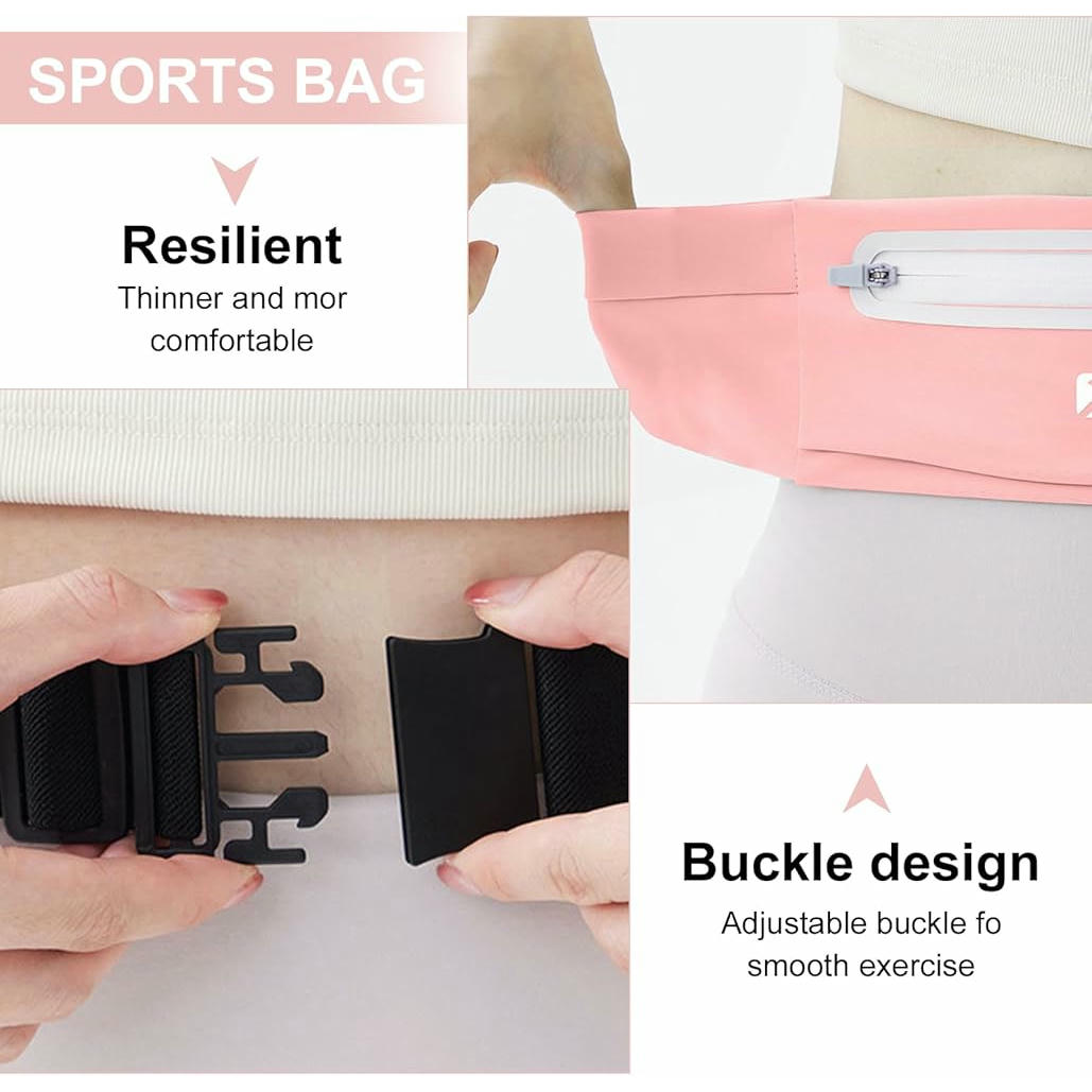 Riñonera Running, Cinturón de Correr Impermeable para Mujer y Hombre, Riñonera Deportiva Elástica para Smartphone, Ideal para Correr, Gimnasio y Actividades al Aire Libre (Color Rosa)
