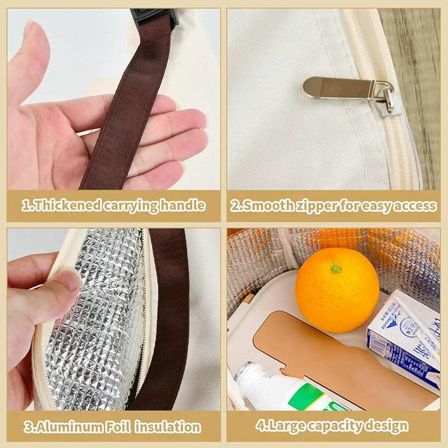 Bolsa térmica porta alimentos, modelo aislante y reutilizable, ideal para oficina y escuela, resistente a fugas, adecuada para niños y adultos, color amarillo