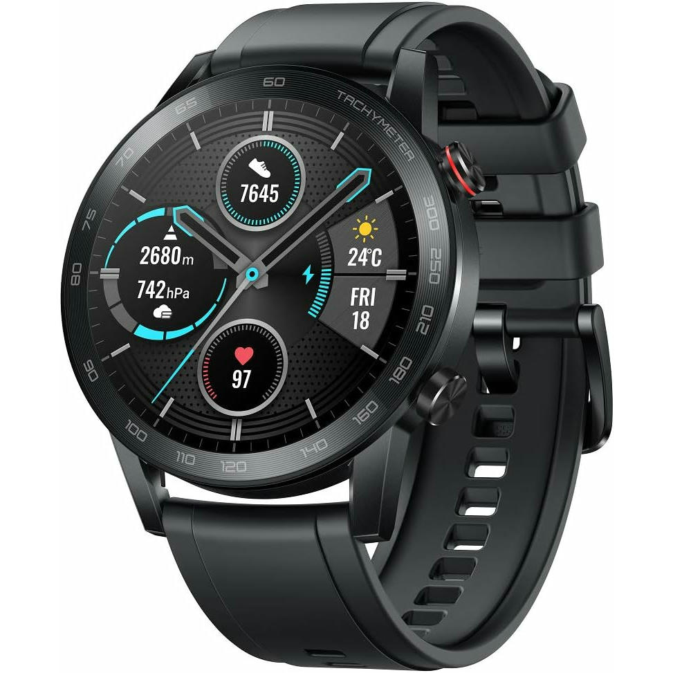Honor MagicWatch 2 46 mm Smart Watch, con monitor de ritmo cardíaco y estrés, modos de ejercicio, aplicación para correr y altavoz y micrófono integrados, color negro/carbón
