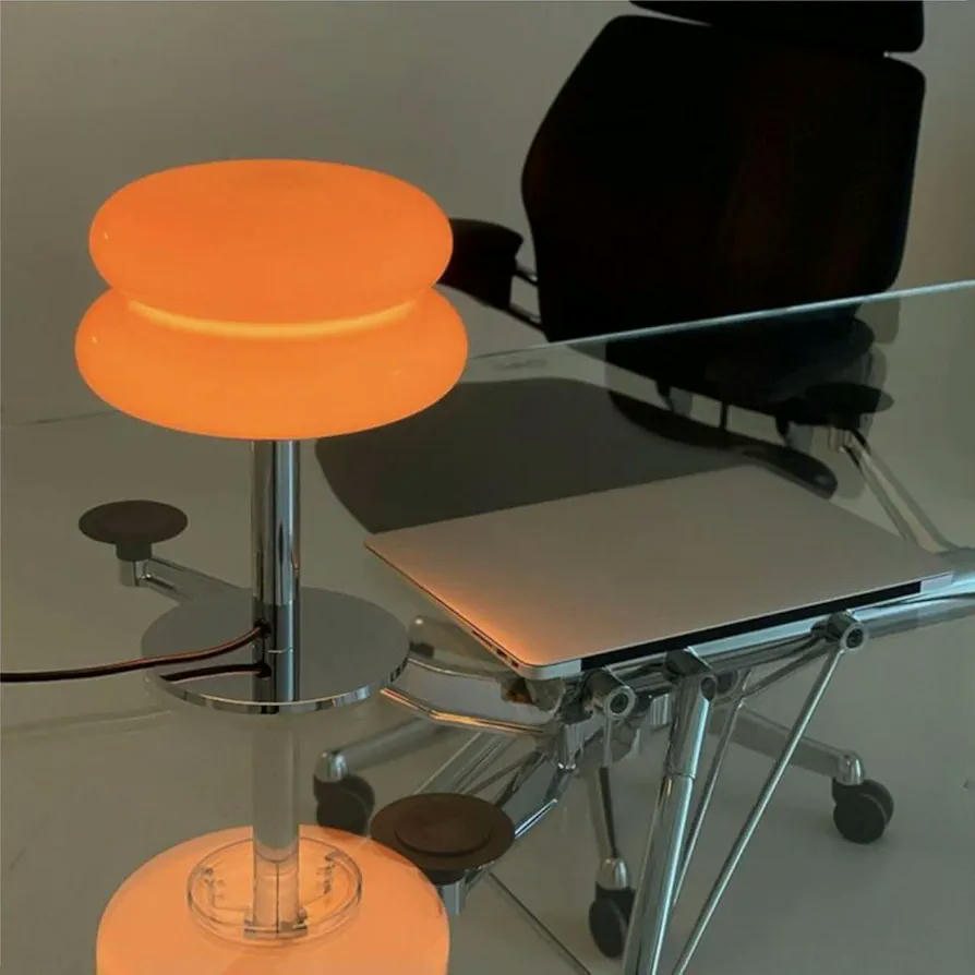 Lámpara de mesa Vintage de cristal, iluminación decorativa de diseño retro, luz cálida para dormitorio y sala de estar, base de hierro, incluye bombilla G9 (Color Naranja)