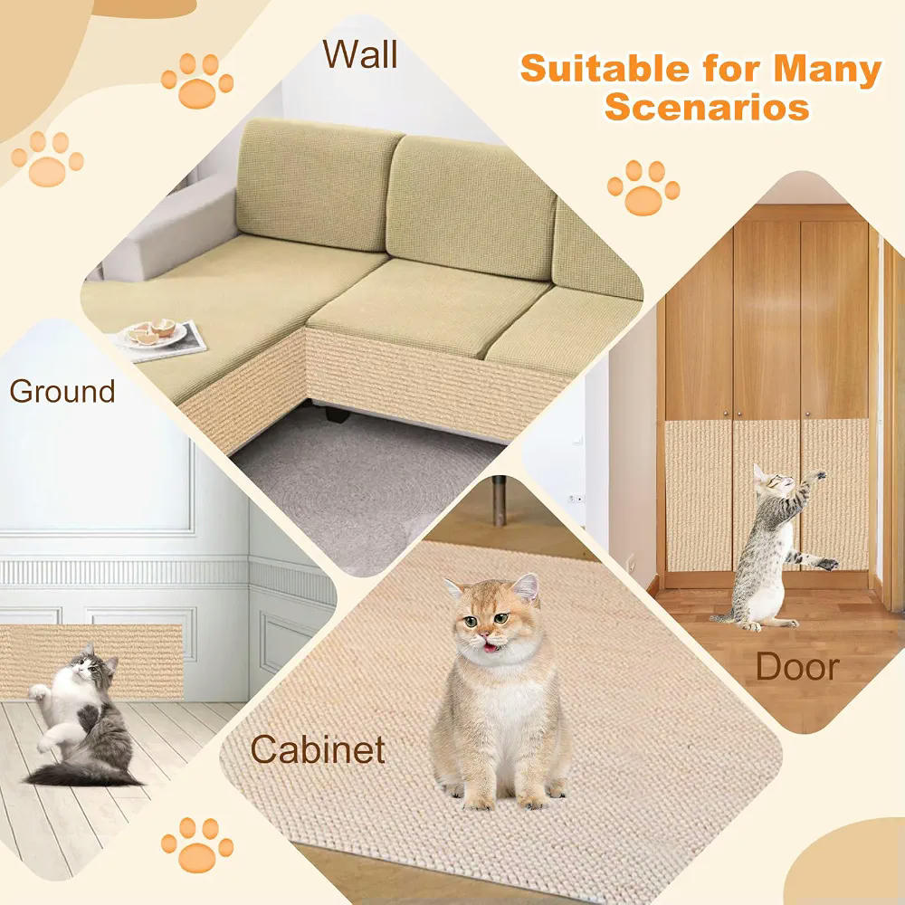 Alfombra Protectora Rascador para Gatos 200 x 40 cm, Protector Autoadhesivo para Muebles (Beige)