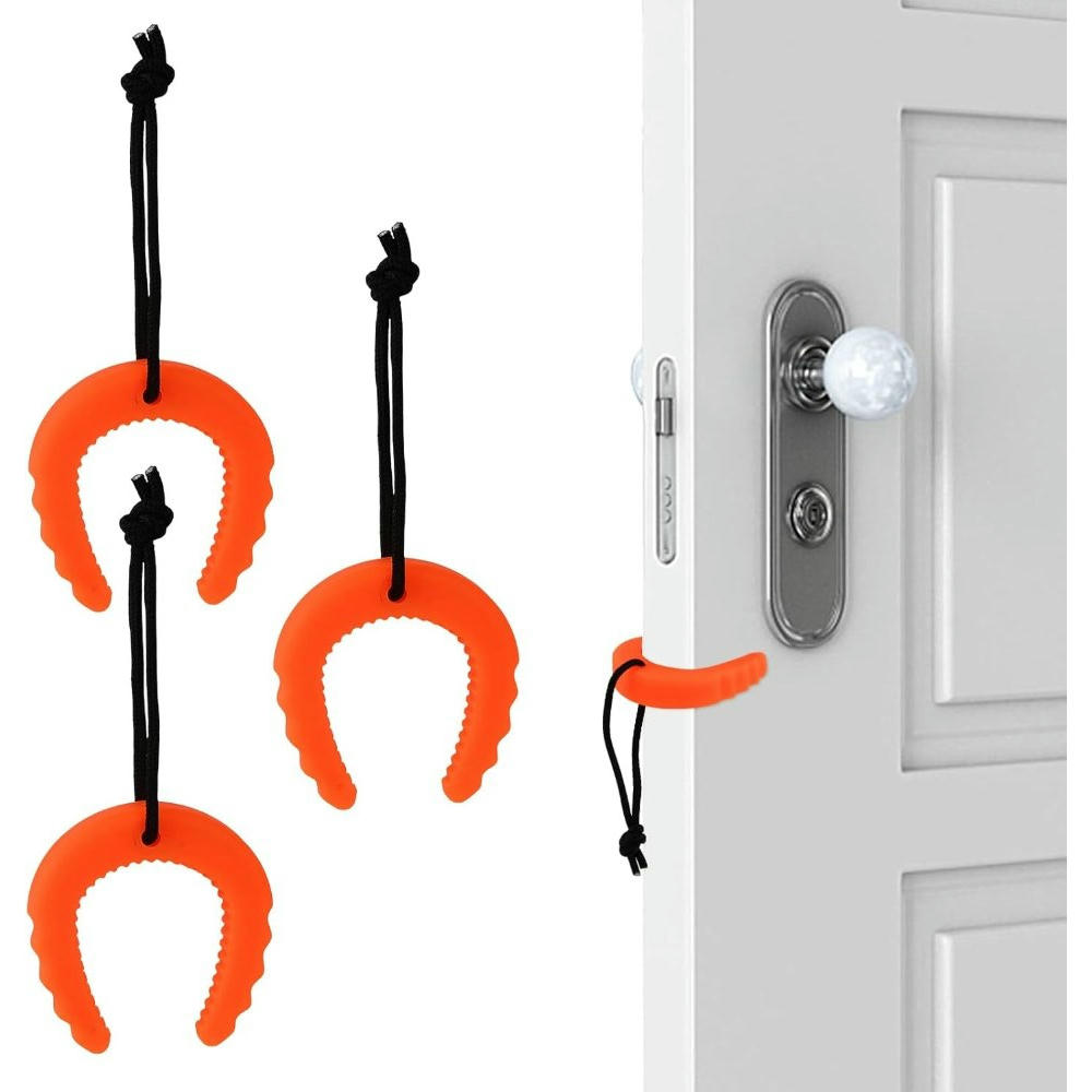 Protectores de Puerta Anti-Pellizcos de Goma, 3 Unidades, Seguridad para Niños y Mascotas, Funda Antipinzamiento para Puertas y Ventanas (Naranja)