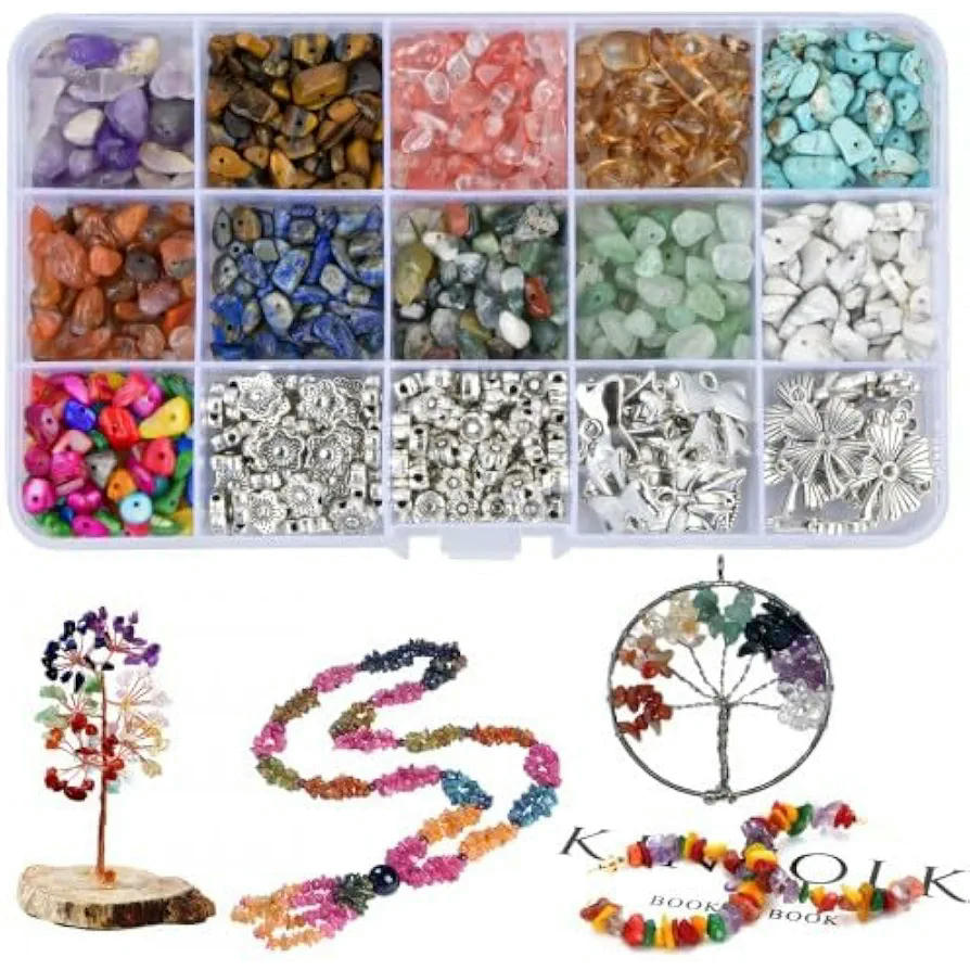 Kit de Fabricación de Joyas con 944 Cuentas de Piedras Preciosas en 11 Colores para Bricolaje