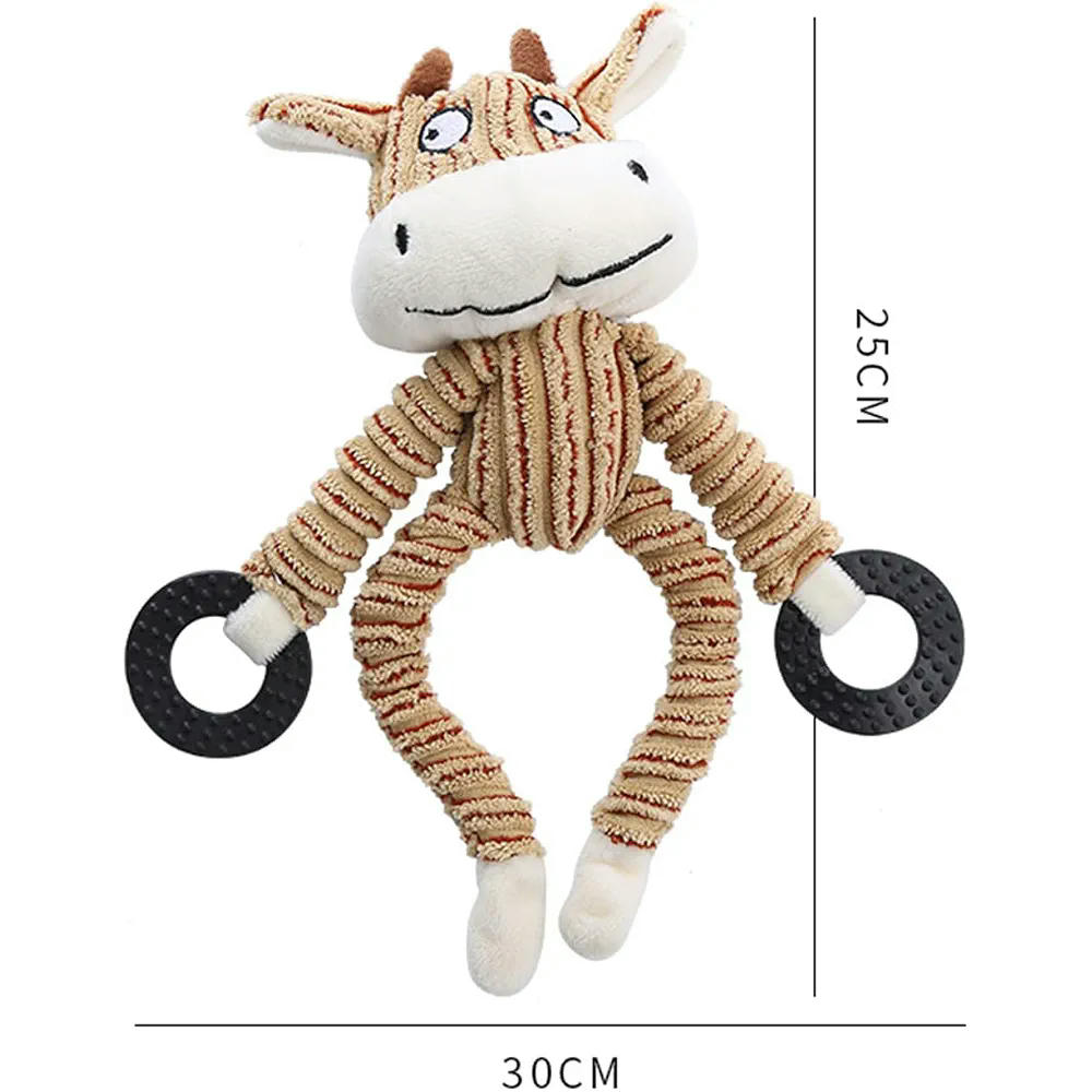Juguete Interactivo para Perro con Sonido - Peluche Lavable y Anillo de Caucho para Masticar (Marrón)