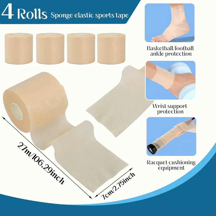 4 Rollos de Vendaje Deportivo con 40 Piezas de Cinta de Kinesiología Impermeable y Elástica para Soporte Muscular (Multicolor)
