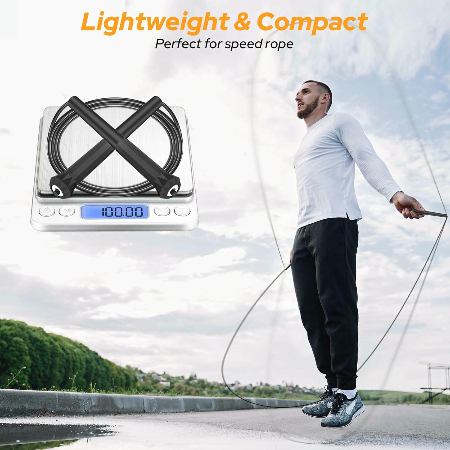 Cuerda para Saltar 3 Metros con Bolsa, Comba para Boxeo y Entrenamientos de Fitness, PVC Resistente para Niños y Adultos