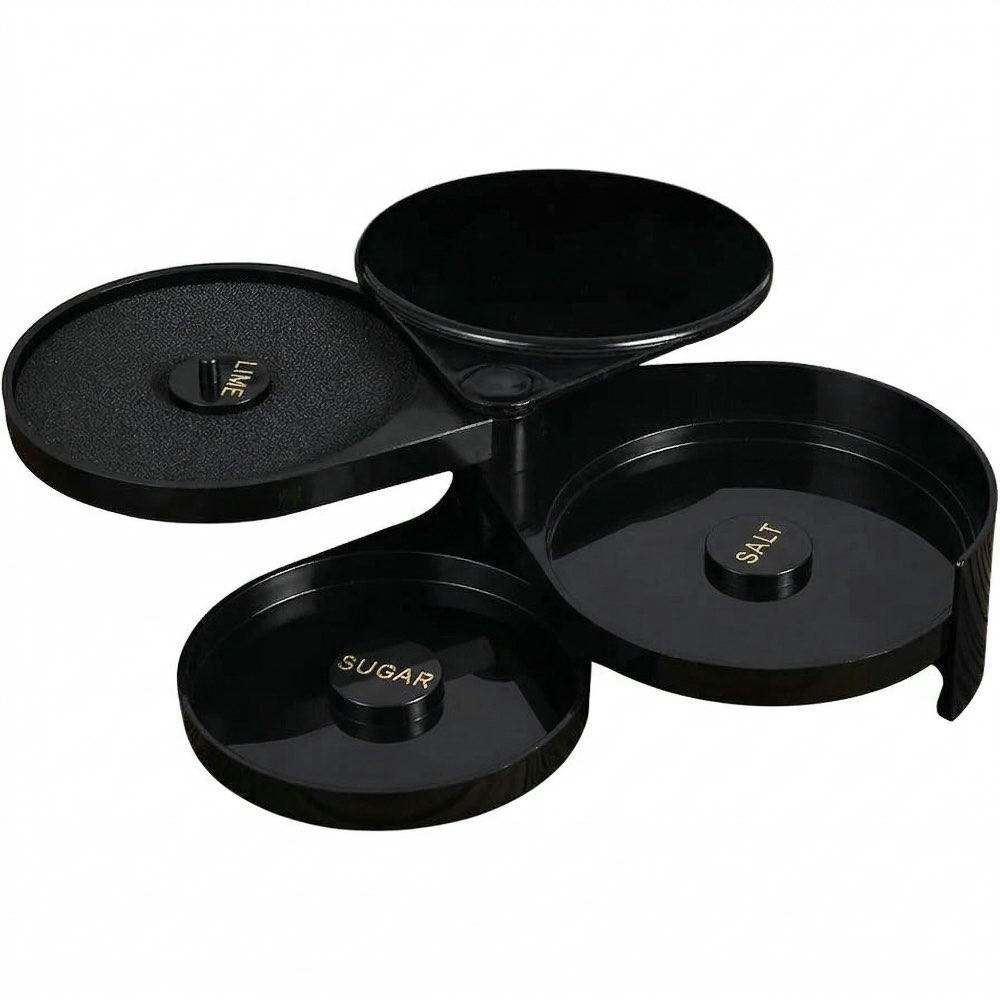 Recortador de sal y azúcar para bar, caja de condimentos negros, plato de sal de margarita, bandeja de borde de bebida, salador de borde de cóctel, borde de vidrio, herramientas de camarero para