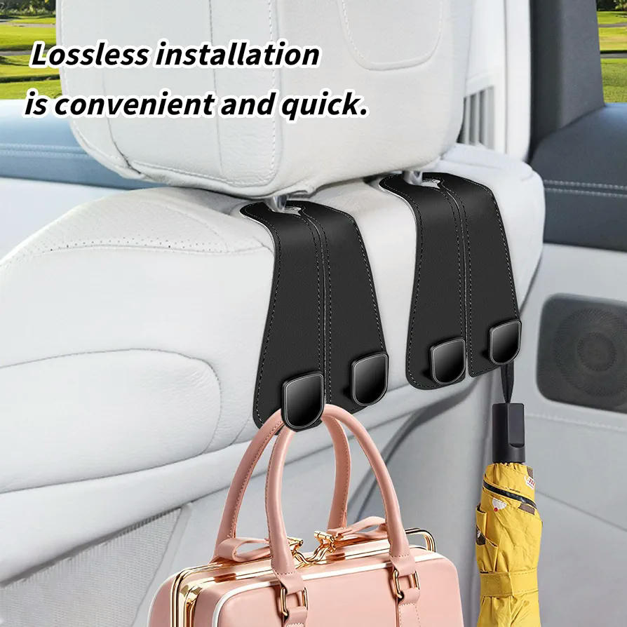 Ganchs per reposacaps de cotxe, 4 peces, accessoris d'alta qualitat per a emmagatzematge, compatibles amb bosses i jaquetes, color negre