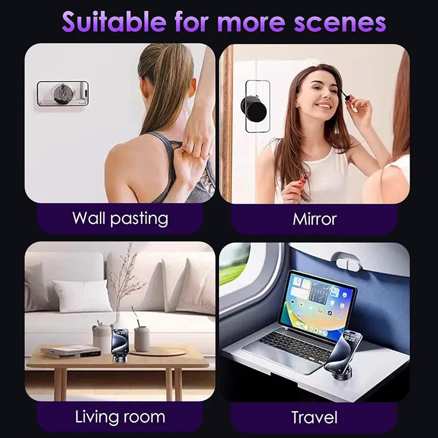 Soporte magnético para móvil, soporte de succión por vacío ajustable 360 grados, soporte para coche y gimnasio, compatible con teléfonos y tabletas, color blanco