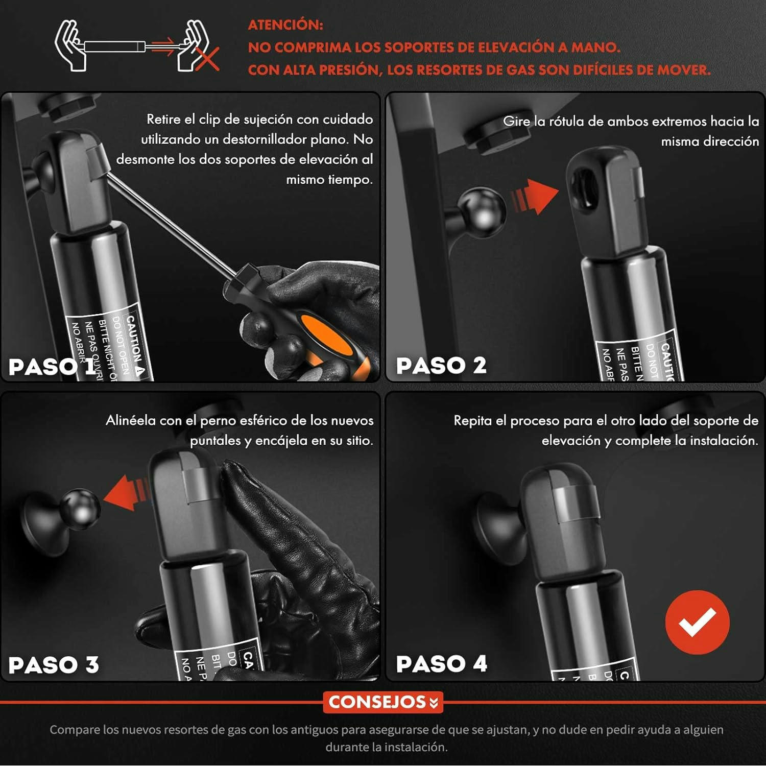 Frankberg 1x Resorte de gas Maletero Izquierda Compatible con 5er E60 520 523 525 530 535 540 550 M5 Todos los Motores Limusina 2003-2010 Sustituir# 51247141490