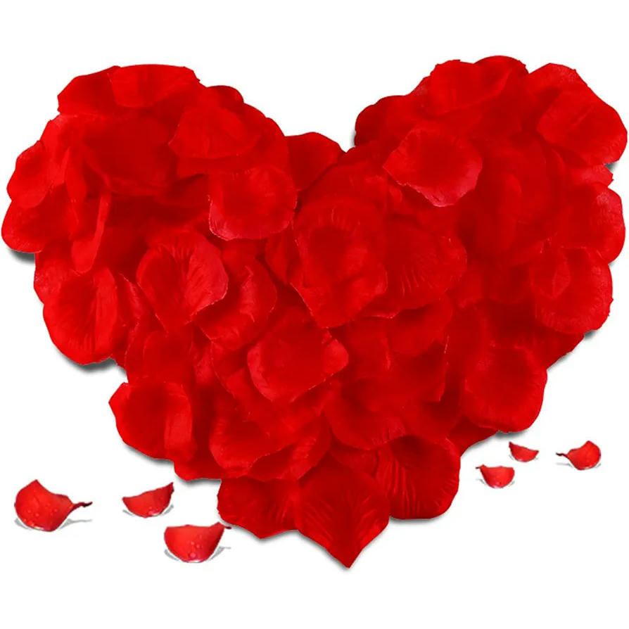 1000 Pétalos Rojas Artificiales de 4,5x4,5 cm para Bodas y Decoraciones (Rojo)