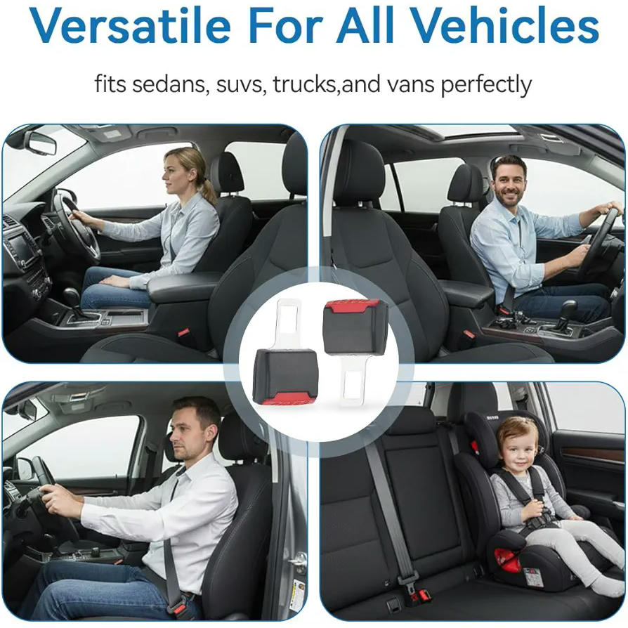 2 Piezas Extensor Cinturón de Seguridad Coche, Alargador Ajustable, Clips Universales para Cinturón de Seguridad, Anclaje Compatible con Vehículos