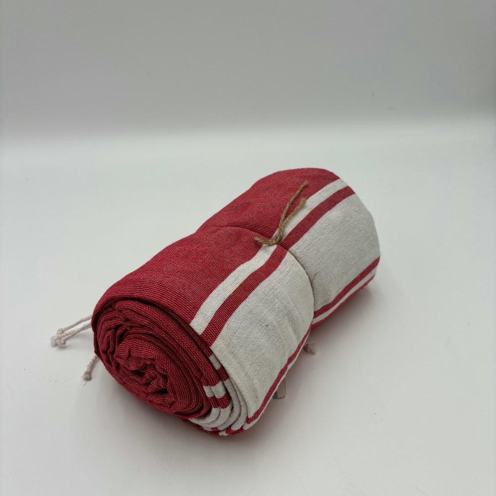Pareo toalla onar 95x180 Rojo con rayas blancas